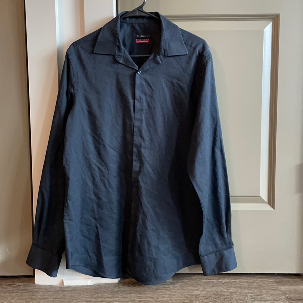 Van Heusen Black 15.5 Dress Shirt Flex Collar Men